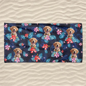 Mode vacances photo personnalisé activé - Chien
 Serviette de plage personnalisée avec chat - Cadeau de vacances d'été, cadeau d'anniversaire pour les propriétaires d'animaux et les amoureux des animaux