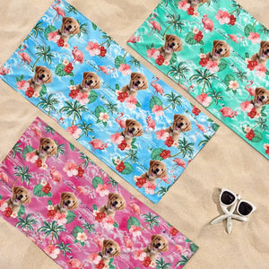 Mode vacances photo personnalisé accéléré - Chien  
Serviette de plage personnalisée avec chat - Cadeau de vacances d'été, cadeau d'anniversaire pour les propriétaires d'animaux et les amoureux des animaux