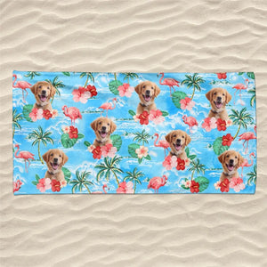 Mode vacances photo personnalisé accéléré - Chien  
Serviette de plage personnalisée avec chat - Cadeau de vacances d'été, cadeau d'anniversaire pour les propriétaires d'animaux et les amoureux des animaux