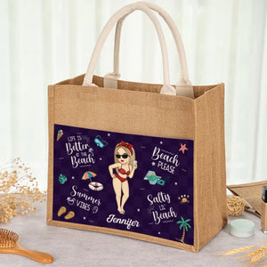 Beach Please - Sacs fourre-tout personnalisés pour meilleures amies, sacs fourre-tout en jute, sacs de plage - Cadeau pour meilleures amies, meilleures amies, sœurs