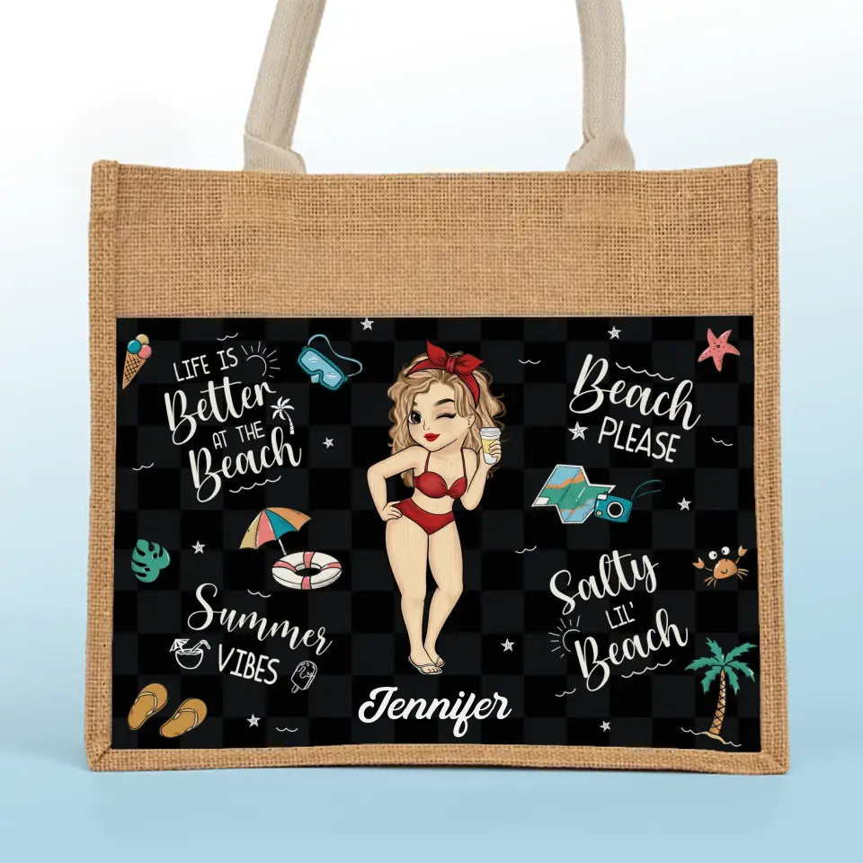 Beach Please - Sacs fourre-tout personnalisés pour meilleures amies, sacs fourre-tout en jute, sacs de plage - Cadeau pour meilleures amies, meilleures amies, sœurs