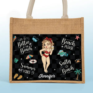 Beach Please - Sacs fourre-tout personnalisés pour meilleures amies, sacs fourre-tout en jute, sacs de plage - Cadeau pour meilleures amies, meilleures amies, sœurs
