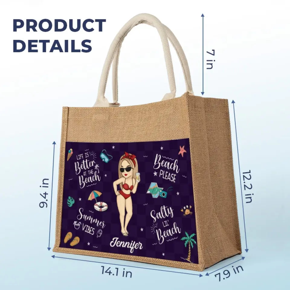 Beach Please - Sacs fourre-tout personnalisés pour meilleures amies, sacs fourre-tout en jute, sacs de plage - Cadeau pour meilleures amies, meilleures amies, sœurs