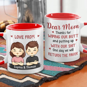 Un jour, nous vous rendrons la pareille - Tasse personnalisée avec accents pour la famille - Cadeau pour les membres de la famille