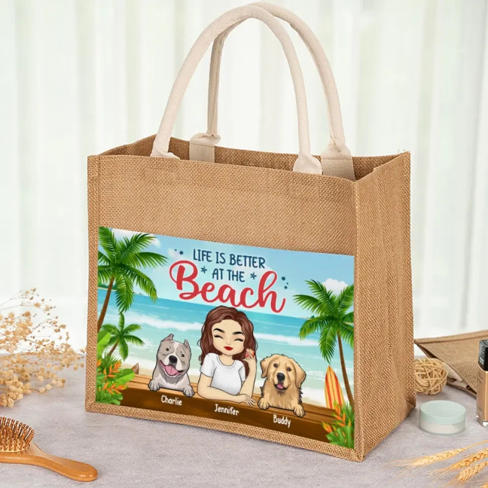 Meilleure maman de chien au monde - Sacs fourre-tout personnalisés pour chien, sacs fourre-tout en jute, sacs de plage - Cadeau pour propriétaires et amoureux des animaux