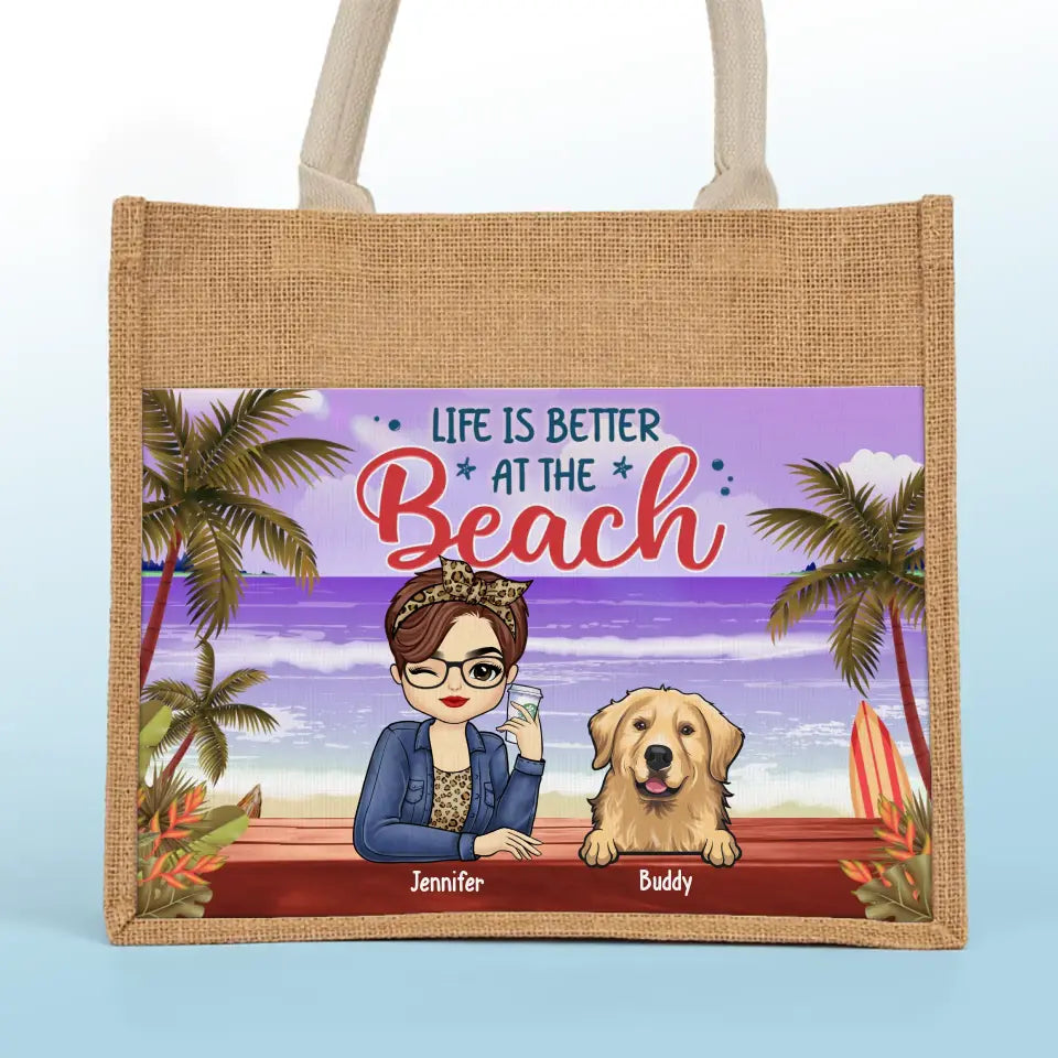 Meilleure maman de chien au monde - Sacs fourre-tout personnalisés pour chien, sacs fourre-tout en jute, sacs de plage - Cadeau pour propriétaires et amoureux des animaux