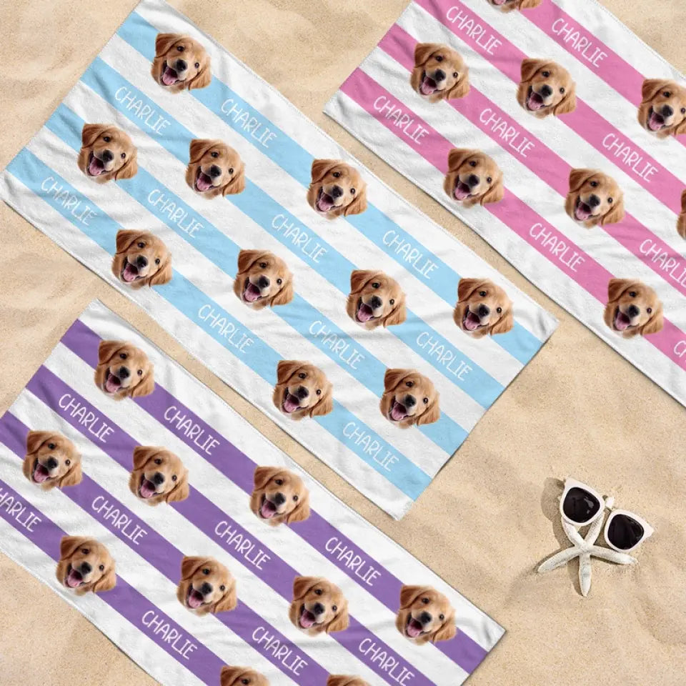 Photo personnalisée : journées d'été et câlins d'animaux - Chien
 Serviette de plage personnalisée avec chat - Cadeau de vacances d'été, cadeau d'anniversaire pour les propriétaires d'animaux et les amoureux des animaux
