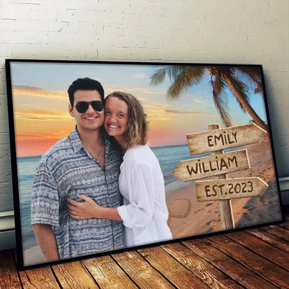 Photo personnalisée « Là où il y a de l'amour, il y a de la vie » - Affiche horizontale personnalisée pour couple - Cadeau pour mari et femme, anniversaire