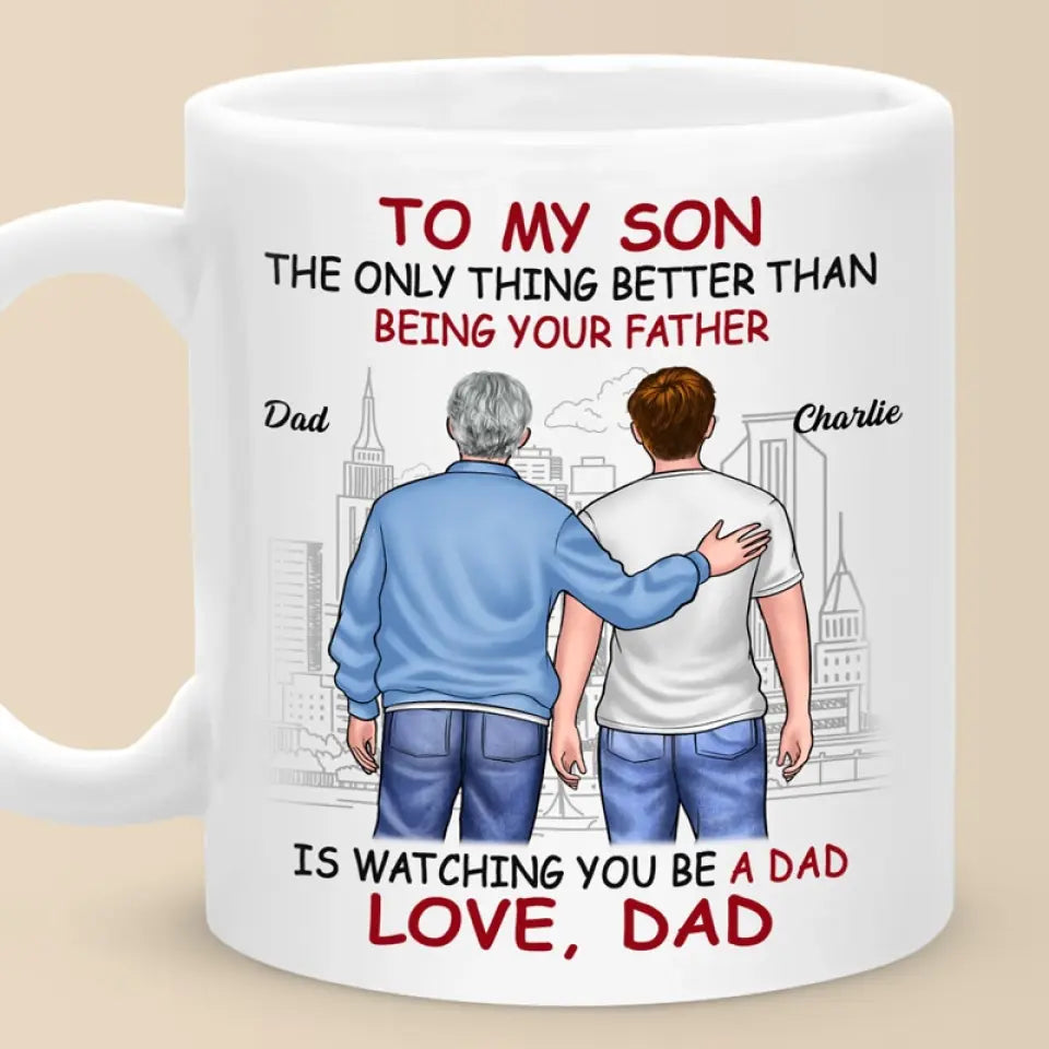 Tasse personnalisée « Fier de toi » – Cadeau pour la fête des pères et pour son fils