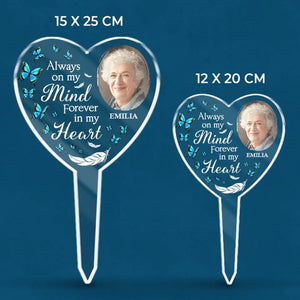 Photo personnalisée reposant avec les anges - Piquet de jardin en acrylique personnalisé de style vitrail - Cadeau de condoléances pour les membres de la famille