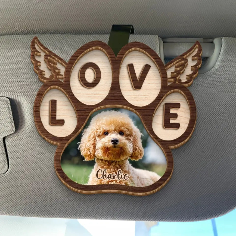 Photo personnalisée « Au-dessus du pont arc-en-ciel », leur essence demeure - Clip de pare-soleil de voiture personnalisé commémoratif - Cadeau de condoléances pour les propriétaires et les amoureux des animaux