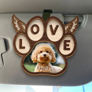 Photo personnalisée « Au-dessus du pont arc-en-ciel », leur essence demeure - Clip de pare-soleil de voiture personnalisé commémoratif - Cadeau de condoléances pour les propriétaires et les amoureux des animaux