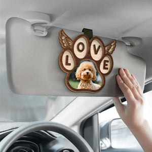 Photo personnalisée « Au-dessus du pont arc-en-ciel », leur essence demeure - Clip de pare-soleil de voiture personnalisé commémoratif - Cadeau de condoléances pour les propriétaires et les amoureux des animaux