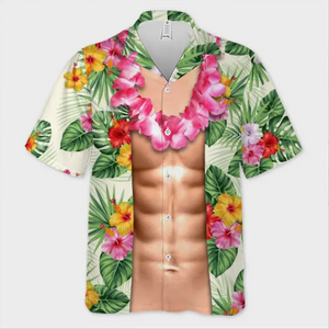 J'ai des abdos, ils sont juste en hibernation - Chemise hawaïenne tropicale unisexe personnalisée pour la famille - Cadeau de vacances d'été pour les membres de la famille