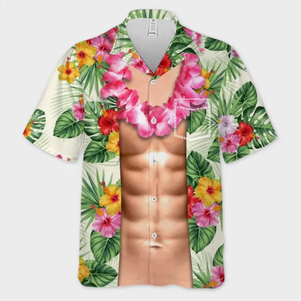 J'ai des abdos, ils sont juste en hibernation - Chemise hawaïenne tropicale unisexe personnalisée pour la famille - Cadeau de vacances d'été pour les membres de la famille