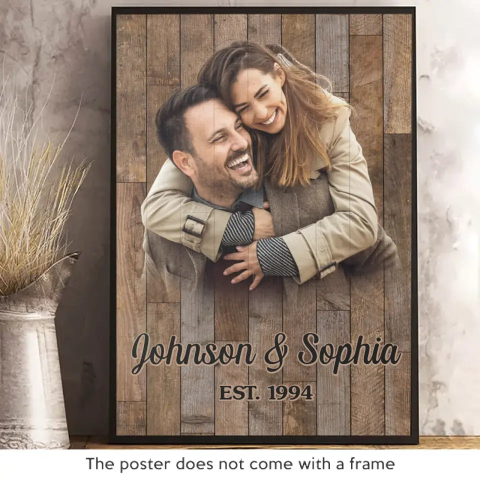 Photo personnalisée dans une pièce pleine d'art, je te regarderais toujours - Affiche verticale personnalisée pour couple - Cadeau pour mari et femme, anniversaire