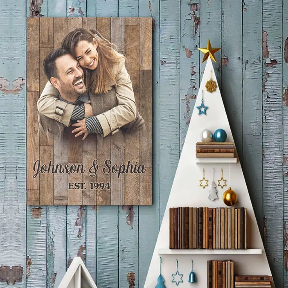 Photo personnalisée dans une pièce pleine d'art, je te regarderais toujours - Affiche verticale personnalisée pour couple - Cadeau pour mari et femme, anniversaire