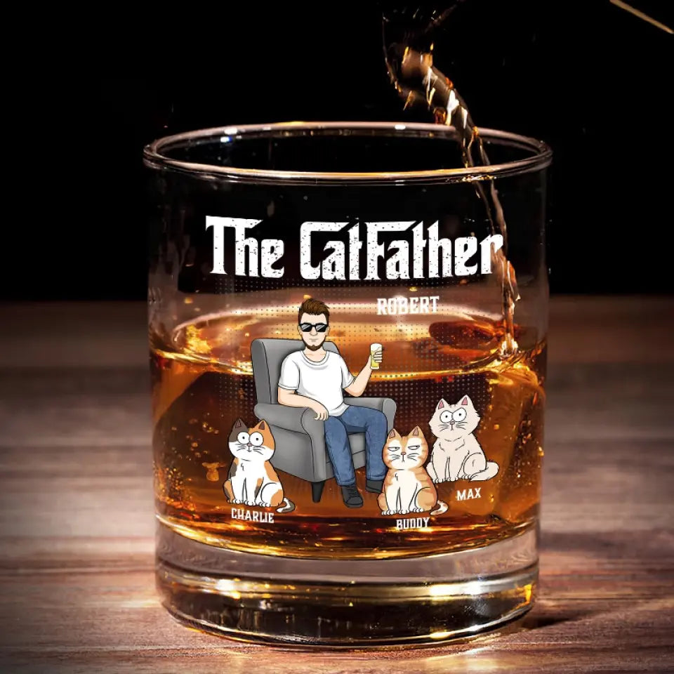Dormez tard, amusez-vous, soyez sauvage et buvez du whisky - Verre à whisky personnalisé chat - Cadeau pour propriétaires d'animaux et amoureux des animaux