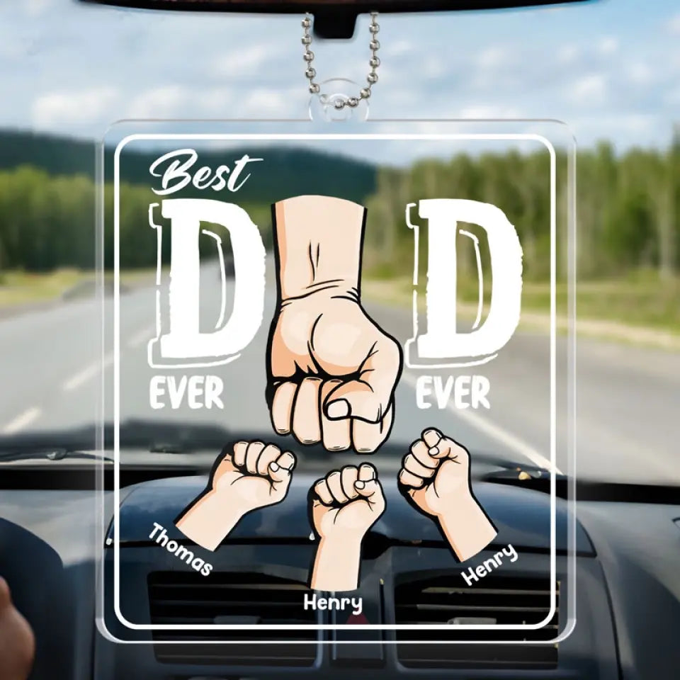 Conduisez prudemment papa - Décoration de voiture personnalisée en acrylique - Forme personnalisée - Cadeau pour papa et grand-père
