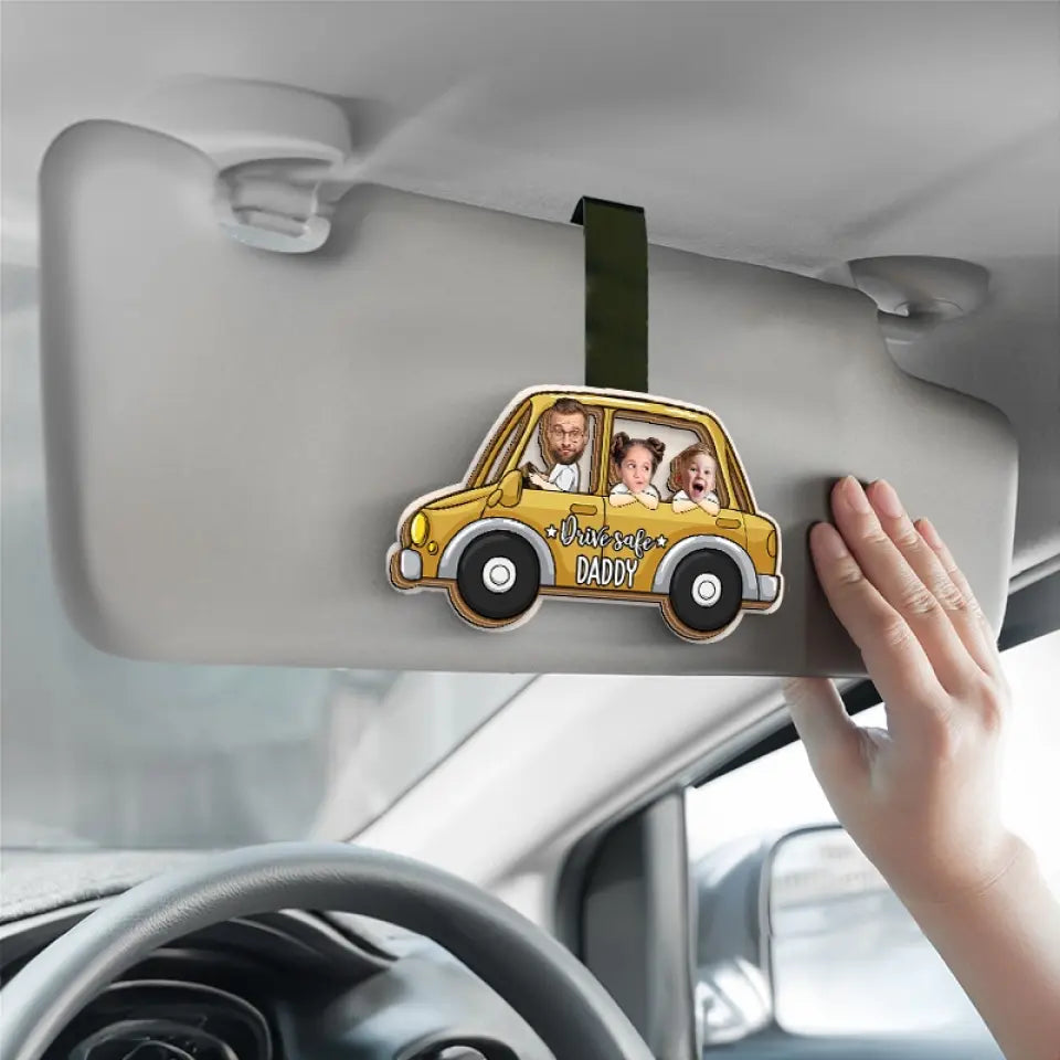 Coffre-fort photo personnalisé - Clip de pare-soleil de voiture personnalisé pour la famille - Cadeau pour les membres de la famille