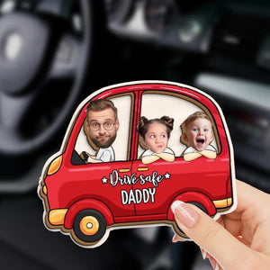 Photo personnalisée « Conduisez en toute sécurité » « Je t'aime » - Clip de pare-soleil de voiture personnalisé pour la famille - Cadeau pour les membres de la famille