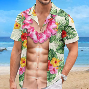 J'ai des abdos, ils sont juste en hibernation - Chemise hawaïenne tropicale unisexe personnalisée pour la famille - Cadeau de vacances d'été pour les membres de la famille