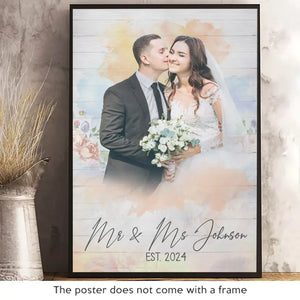 Photo personnalisée « Heureux ensemble » - Affiche verticale personnalisée pour couple - Cadeau pour mari et femme, anniversaire