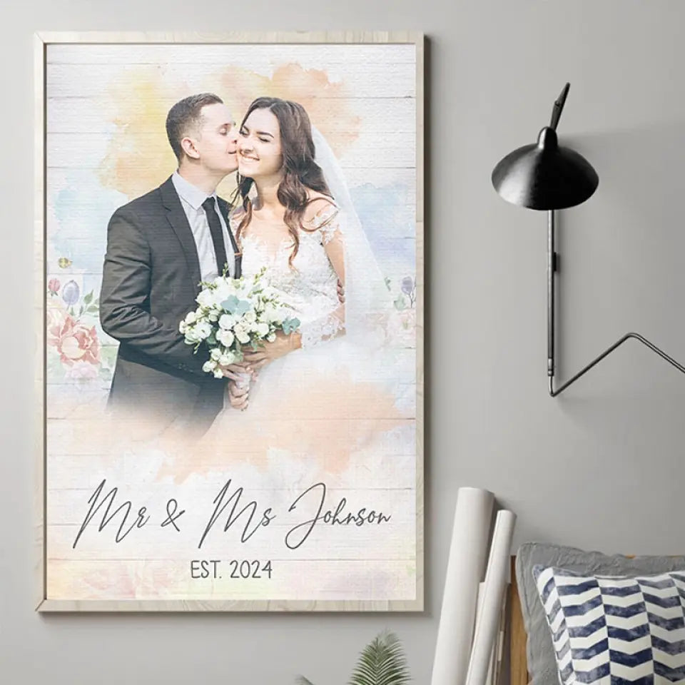 Photo personnalisée « Heureux ensemble » - Affiche verticale personnalisée pour couple - Cadeau pour mari et femme, anniversaire