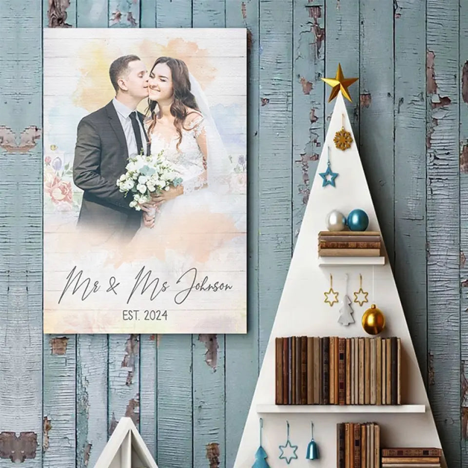 Photo personnalisée « Heureux ensemble » - Affiche verticale personnalisée pour couple - Cadeau pour mari et femme, anniversaire