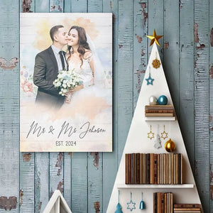 Photo personnalisée « Heureux ensemble » - Affiche verticale personnalisée pour couple - Cadeau pour mari et femme, anniversaire