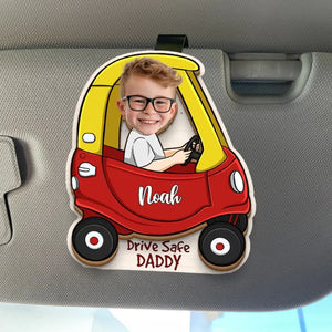 Photo personnalisée « Conduisez en toute sécurité, j'ai besoin de toi ici » - Clip de pare-soleil de voiture personnalisé pour la famille - Cadeau pour les membres de la famille