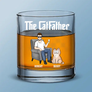 Dormez tard, amusez-vous, soyez sauvage et buvez du whisky - Verre à whisky personnalisé chat - Cadeau pour propriétaires d'animaux et amoureux des animaux