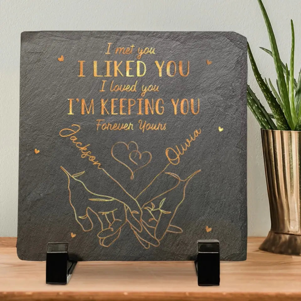 Tu fais sourire mon cœur ! Pierre carrée personnalisée avec support pour couple ; cadeau pour mari et femme, anniversaire