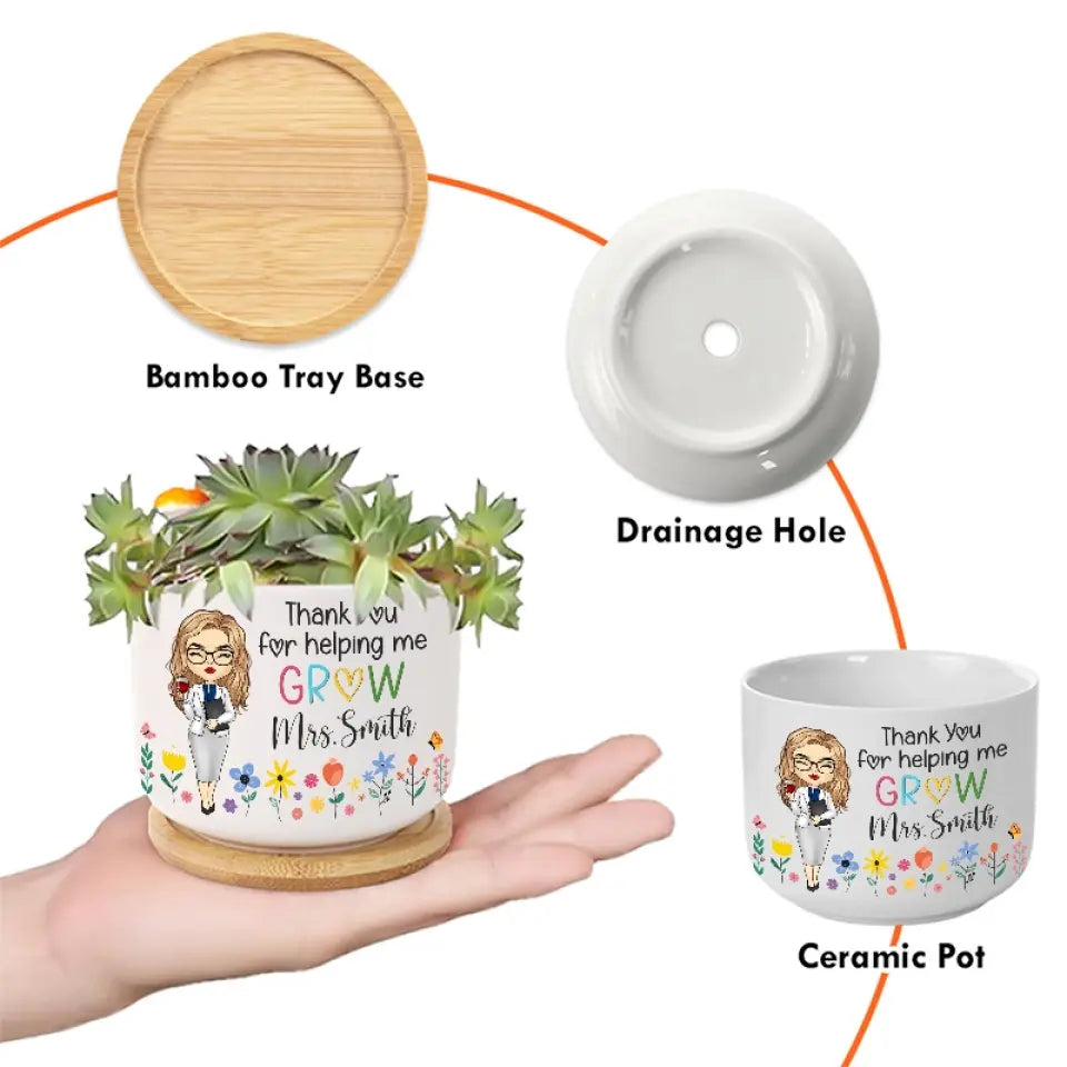 Un enseignant prend une main, ouvre un esprit et touche un cœur - Pot de fleurs en céramique personnalisé pour la décoration intérieure - Cadeau pour enseignant