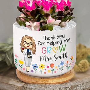 Un enseignant prend une main, ouvre un esprit et touche un cœur - Pot de fleurs en céramique personnalisé pour la décoration intérieure - Cadeau pour enseignant