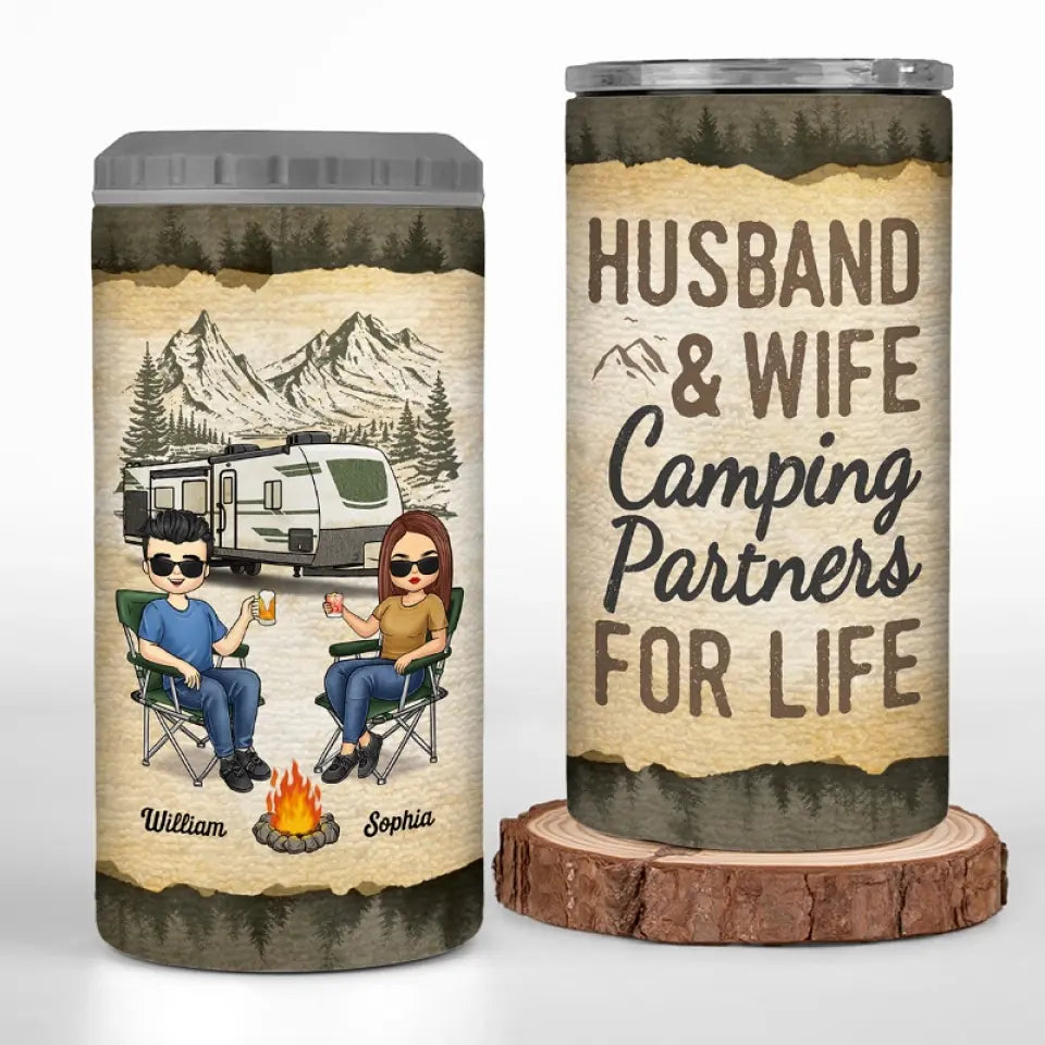 Ensemble, nous regardons les gens garer leurs camping-cars - Gobelet isotherme 4 en 1 personnalisé pour camping - Cadeau pour couple, mari, femme, amoureux du camping