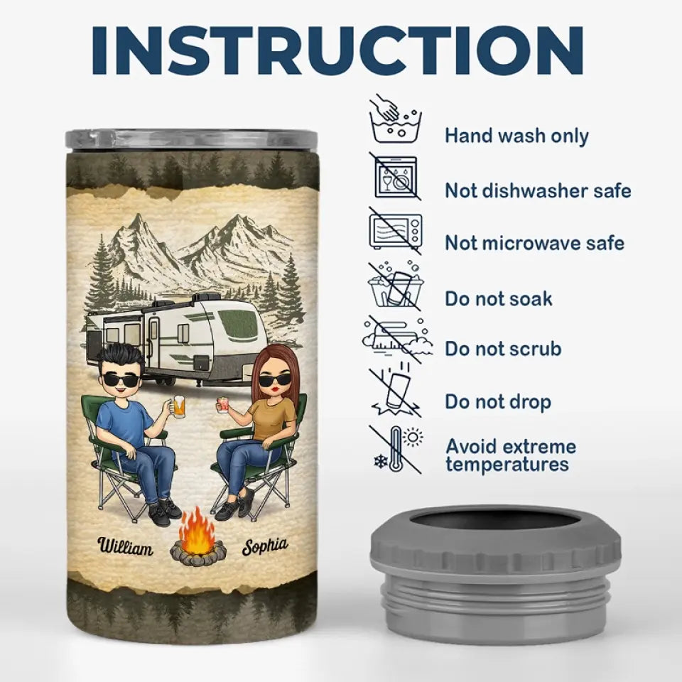 Ensemble, nous regardons les gens garer leurs camping-cars - Gobelet isotherme 4 en 1 personnalisé pour camping - Cadeau pour couple, mari, femme, amoureux du camping