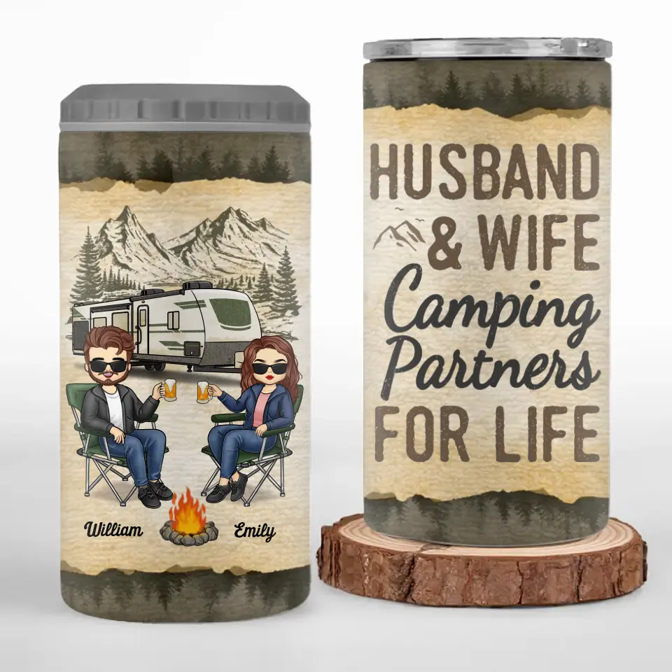 Ensemble, nous regardons les gens garer leurs camping-cars - Gobelet isotherme 4 en 1 personnalisé pour camping - Cadeau pour couple, mari, femme, amoureux du camping