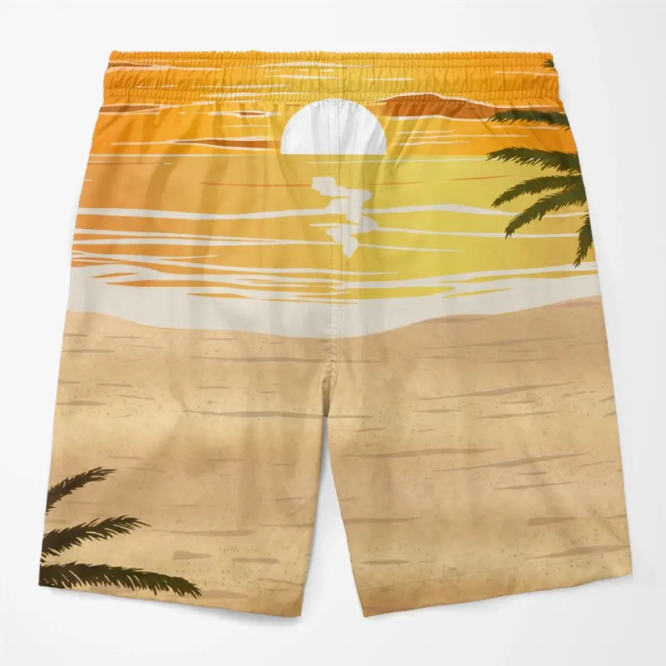 Short de plage hawaïen personnalisé avec photo « Si perdu, retournez à votre chéri » - Cadeau de vacances d'été, cadeau d'anniversaire pour mari et femme