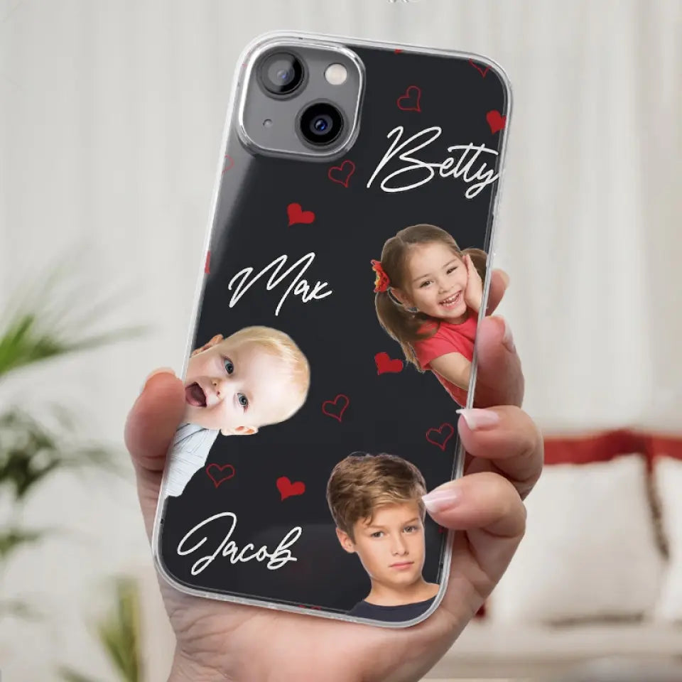 Photo personnalisée « Je t'aime tellement » - Coque de téléphone transparente personnalisée pour famille - Cadeau pour maman, grand-mère