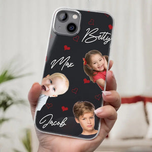 Photo personnalisée « Je t'aime tellement » - Coque de téléphone transparente personnalisée pour famille - Cadeau pour maman, grand-mère