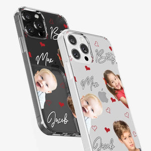 Photo personnalisée « Je t'aime tellement » - Coque de téléphone transparente personnalisée pour famille - Cadeau pour maman, grand-mère