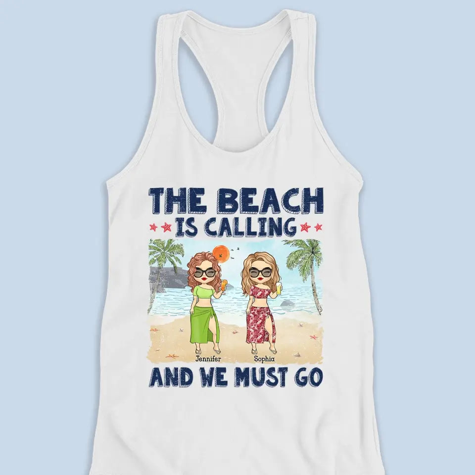 La plage t'appelle - Débardeur dos nageur personnalisé pour meilleure amie - Cadeau pour meilleures amies, meilleures amies, sœurs