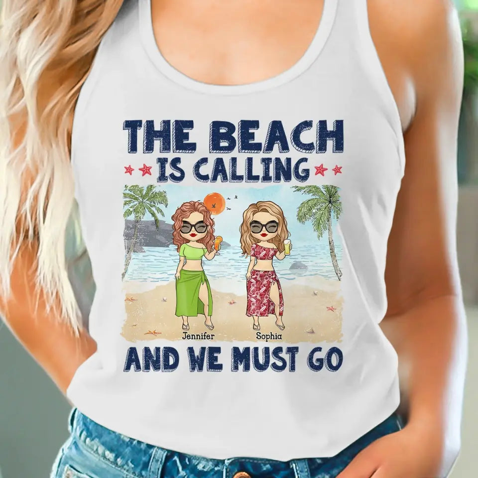 La plage t'appelle - Débardeur dos nageur personnalisé pour meilleure amie - Cadeau pour meilleures amies, meilleures amies, sœurs