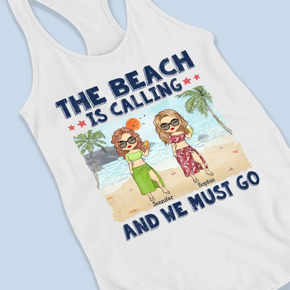 La plage t'appelle - Débardeur dos nageur personnalisé pour meilleure amie - Cadeau pour meilleures amies, meilleures amies, sœurs