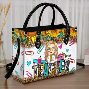 Un enseignant est une belle fleur - Sac à main en cuir personnalisé pour enseignant - Cadeau pour enseignant