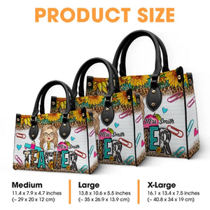 Un enseignant est une belle fleur - Sac à main en cuir personnalisé pour enseignant - Cadeau pour enseignant