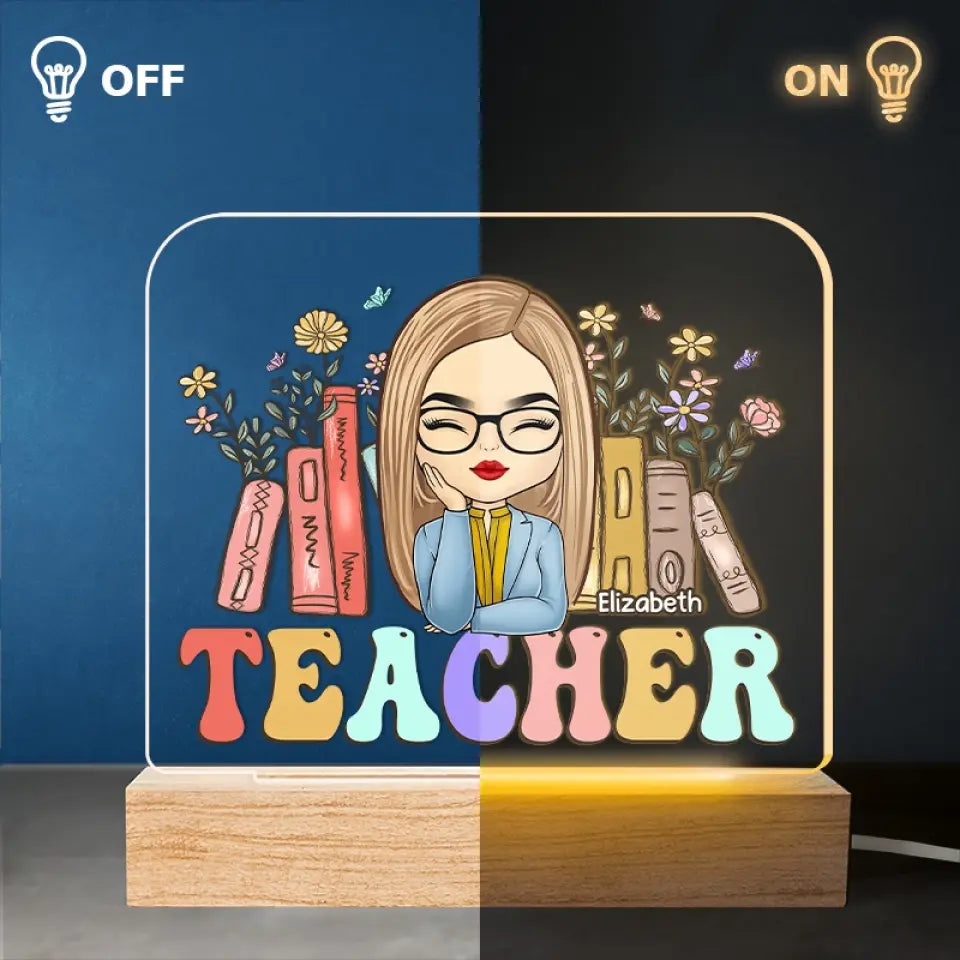 Là où l'enseignement passionné prend racine - Lampe LED 3D rectangulaire personnalisée pour enseignant - Cadeau pour enseignant