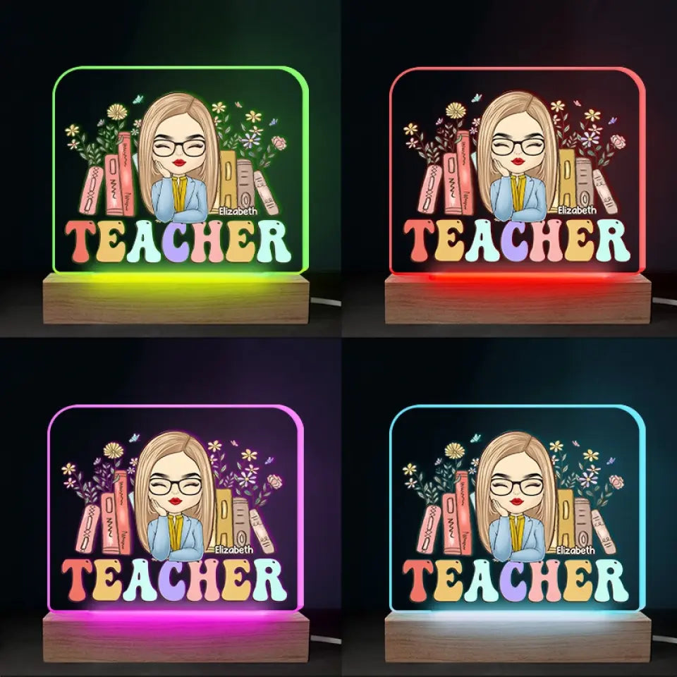 Là où l'enseignement passionné prend racine - Lampe LED 3D rectangulaire personnalisée pour enseignant - Cadeau pour enseignant