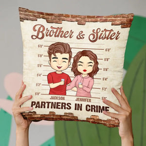 Partenaires de crime - Coussin personnalisé pour la famille - Cadeau pour les membres de la famille, les frères et sœurs